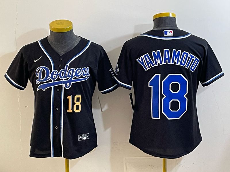 Youth 2026 Los Angeles Dodgers #18 Yamamoto Black Game Nike MLB Jersey style 002